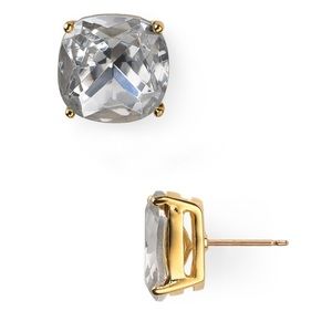 Kate Spade New York Small Square Stud Earrings in Clear/Gold
